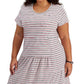Vestido midi listrado plus size Tommy Hilfiger feminino cinza tamanho 1X