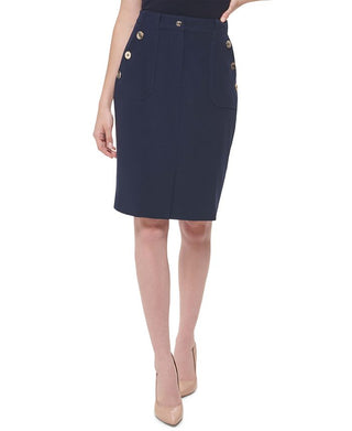 Tommy Hilfiger Women's Sailor Button Pencil Skirt Blue Size 10