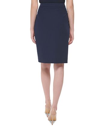 Saia lápis com botões estilo marinheiro Tommy Hilfiger feminina, azul, tamanho 10