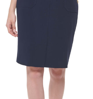 Saia lápis com botões estilo marinheiro Tommy Hilfiger feminina, azul, tamanho 2