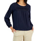 Tommy Hilfiger Top Feminino Pintucked Azul Tamanho Grande