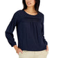Tommy Hilfiger Top Feminino Pintucked Azul Tamanho Grande