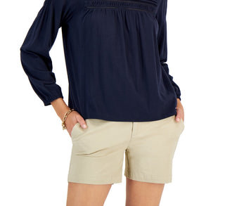 Tommy Hilfiger Top Feminino Pintucked Azul Tamanho Grande