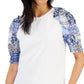Tommy Hilfiger Blusa Feminina Manga Bufante Mix Media Branca Tamanho XG