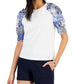 Tommy Hilfiger Blusa Feminina Manga Bufante Mix Media Branca Tamanho Grande