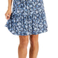 Vestido Tommy Hilfiger Feminino Estampado Floral com Decote em V Azul Tamanho Médio