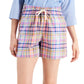 Tommy Hilfiger Shorts de Algodão Xadrez Preppy Feminino Rosa Tamanho P