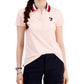 Polo Tommy Hilfiger feminino com logotipo de coração bordado rosa tamanho pequeno