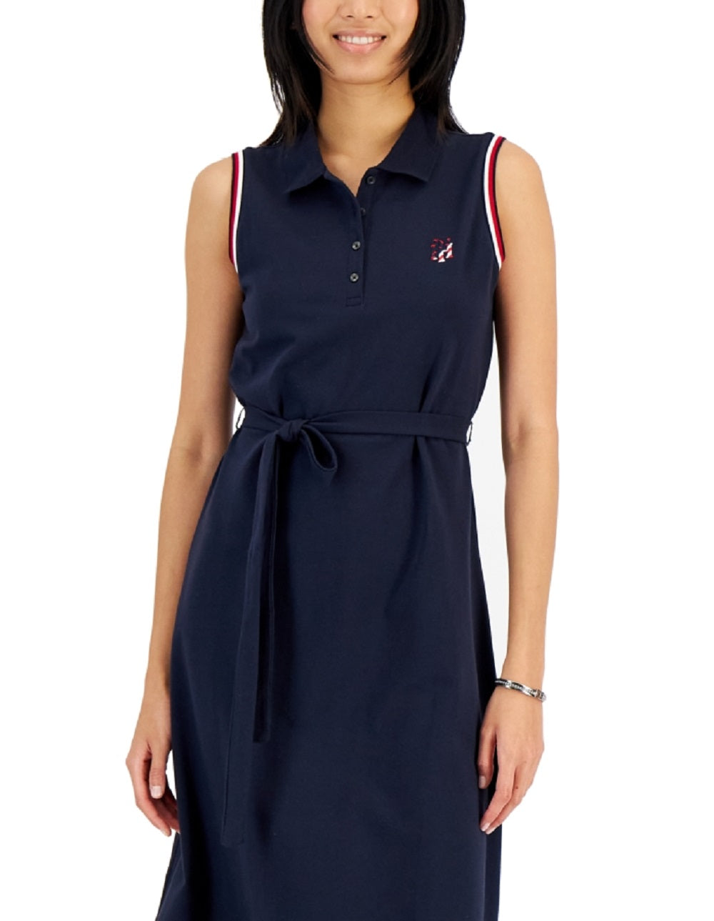 Vestido polo flare manga curta feminino Tommy Hilfiger azul tamanho pequeno