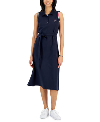 Tommy Hilfiger Women's Short Sleeve Flare Polo Dress Blue Size Small