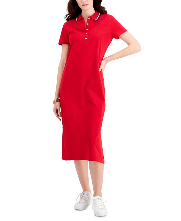 Vestido polo midi feminino Tommy Hilfiger vermelho tamanho X pequeno