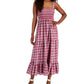 Vestido feminino Tommy Hilfiger xadrez sem mangas, tamanho pequeno, vermelho