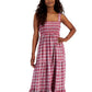 Vestido feminino Tommy Hilfiger xadrez sem mangas, tamanho pequeno, vermelho