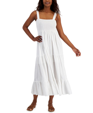Tommy Hilfiger Women's Plaid Tiered Sleeveless Dress White Size X-Large