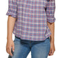 Tommy Hilfiger Blusa xadrez ombro a ombro feminina azul tamanho extragrande