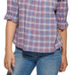 Tommy Hilfiger Blusa xadrez ombro a ombro feminina azul tamanho grande