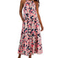 Vestido longo feminino Tommy Hilfiger com estampa floral e alças finas, rosa, tamanho extrapequeno