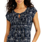 Tommy Hilfiger Blusa Feminina Estampa Floral Ladder Trim Pintucked Branca Tamanho Médio