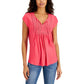 Tommy Hilfiger Feminino Sólido Pintucked Ladder Trip Top Rosa Tamanho Médio