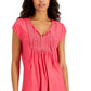Tommy Hilfiger Feminino Sólido Pintucked Ladder Trip Top Rosa Tamanho Médio