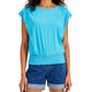 Tommy Hilfiger Blusa Feminina Lisa com Cintura Smocked Azul Tamanho Médio