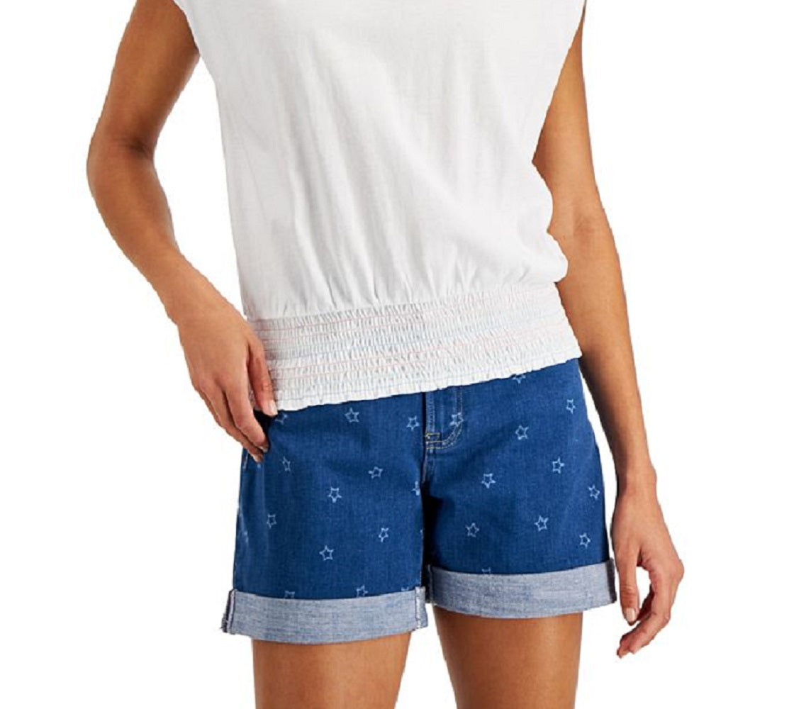 Tommy Hilfiger Blusa Feminina Lisa com Cintura Smocked, Branca, Tamanho Grande