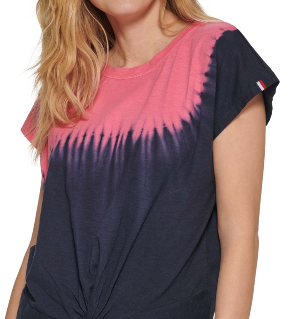 Camiseta Tommy Hilfiger Feminina Manga Curta Tie Dye Knot Rosa Tamanho Médio
