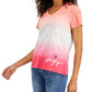 Camiseta Tommy Hilfiger feminina de algodão tingido por imersão, rosa, tamanho médio