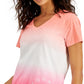 Camiseta Tommy Hilfiger feminina de algodão tingido por imersão, rosa, tamanho médio