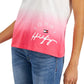Camiseta Tommy Hilfiger feminina de algodão tingido por imersão, rosa, tamanho médio