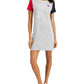Vestido camiseta feminino Tommy Hilfiger com estampa de coração e blocos de cores, cinza, tamanho XX-G