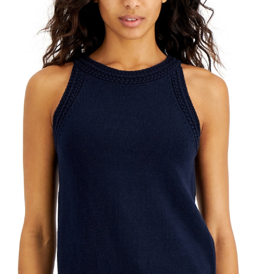 Tommy Hilfiger Suéter Feminino Sem Mangas Crochê Azul Tamanho P