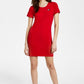 Vestido camiseta canelado feminino Tommy Jeans vermelho tamanho médio