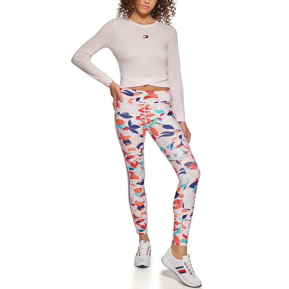 Blusa de malha waffle feminina Tommy Hilfiger rosa tamanho grande