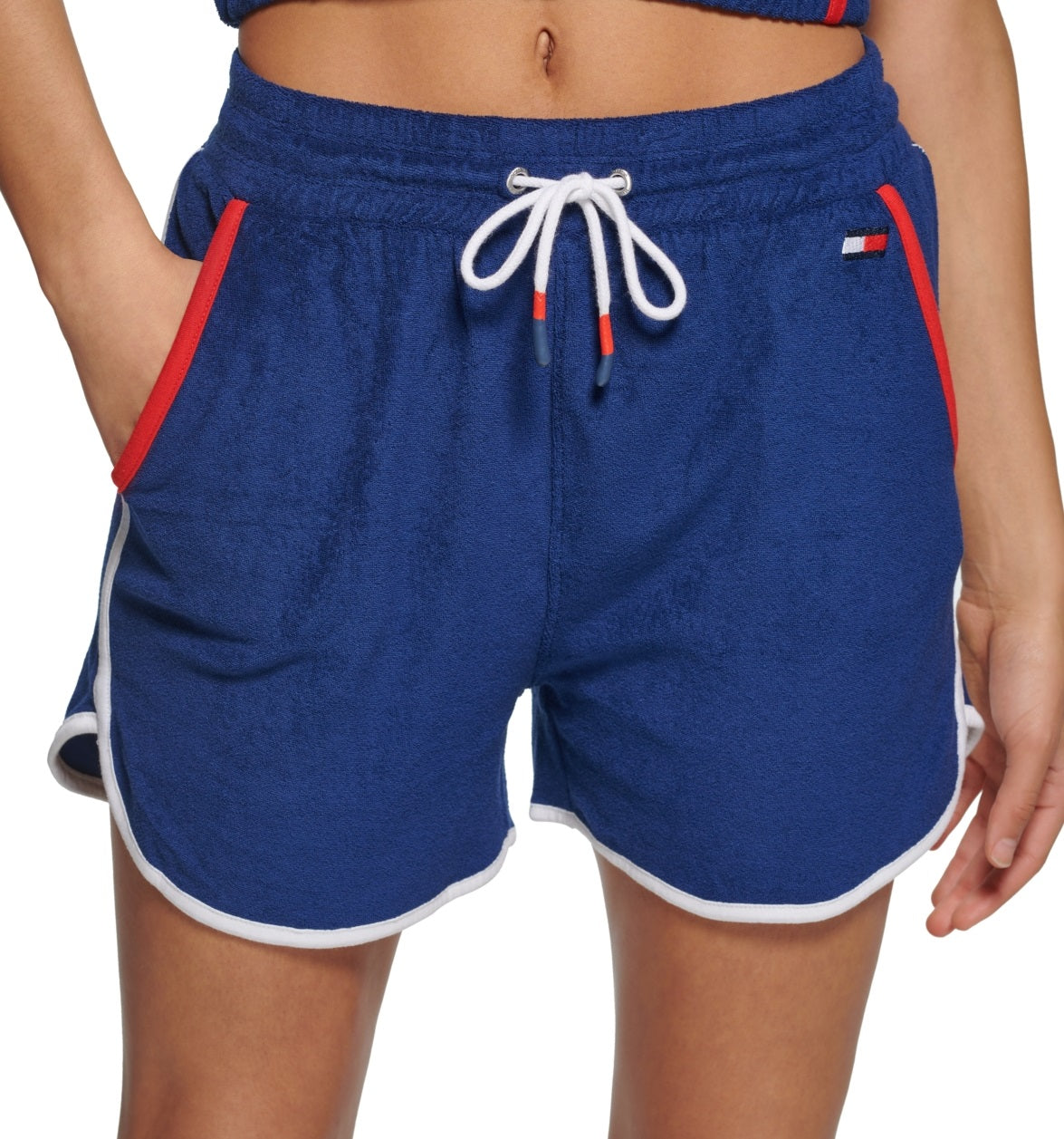 Shorts Tommy Hilfiger Toalha Terry Feminino Azul Tamanho X-G