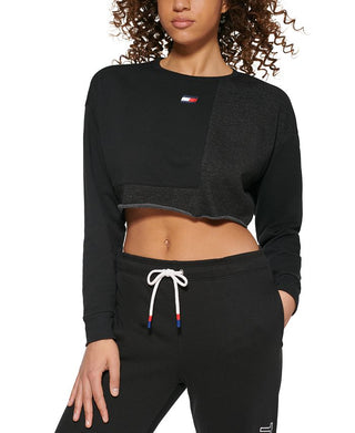 Tommy Hilfiger Women's Cropped Sweatshirt Gray Size Medium