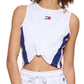 Tommy Hilfiger Regata Feminina Cropped com Bainha Torcida Branca Tamanho XXG