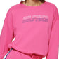 Tommy Hilfiger Moletom Feminino Recortado Rosa Tamanho Médio
