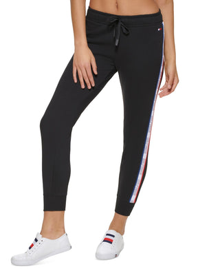 Calça de moletom feminina Tommy Hilfiger Classic Slim Fit preta, tamanho XX-G