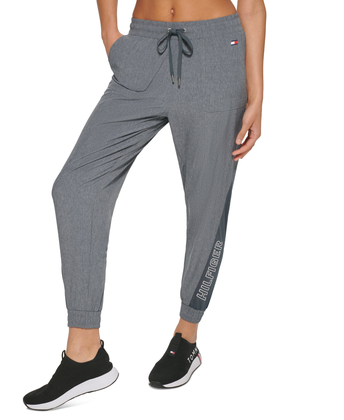Calça de moletom feminina Tommy Hilfiger cinza, tamanho médio