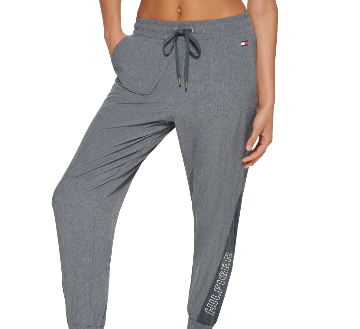 Calça de moletom feminina Tommy Hilfiger cinza, tamanho médio