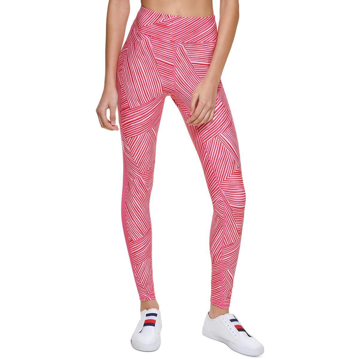 Calça legging feminina Tommy Hilfiger estampada de cintura alta rosa tamanho pequeno