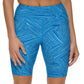 Tommy Hilfiger Shorts de ciclismo de compressão de cintura alta estampado feminino, azul, tamanho XG