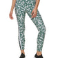 Calça legging de compressão feminina Tommy Hilfiger com estampa de palmeira e cintura alta, verde, tamanho pequeno