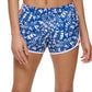 Shorts de corrida feminino Tommy Hilfiger com estampa de palma, azul, tamanho pequeno