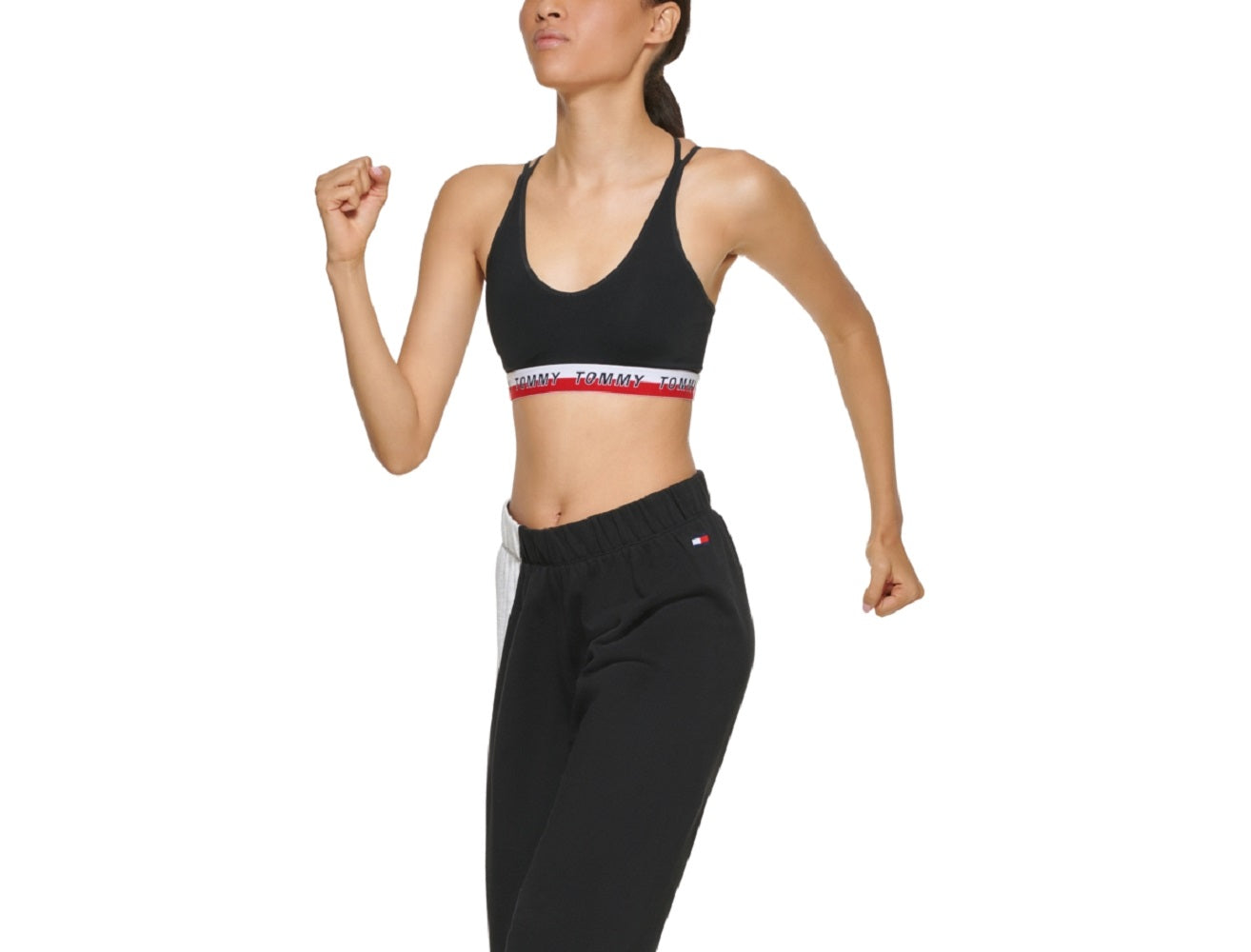 Calça jogger feminina Tommy Hilfiger Relaxed Fit Preta Tamanho XX-G