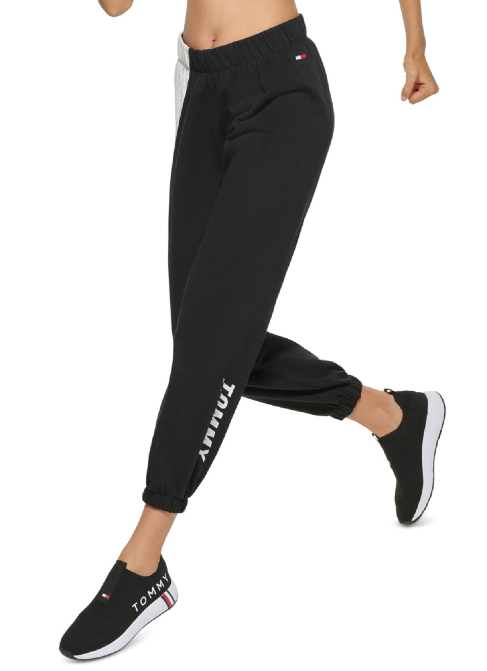 Calça jogger feminina Tommy Hilfiger Relaxed Fit Preta Tamanho Grande