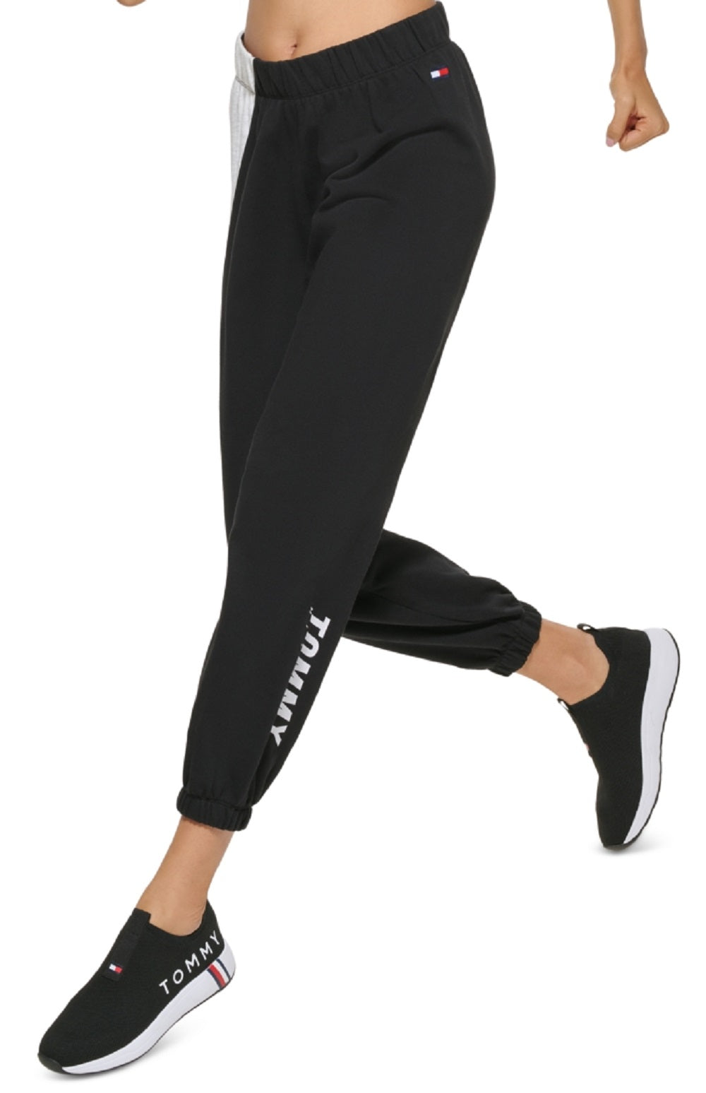 Calça jogger feminina Tommy Hilfiger Relaxed Fit Preta Tamanho P