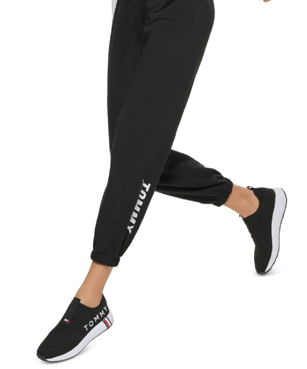 Calça jogger feminina Tommy Hilfiger Relaxed Fit Preta Tamanho P