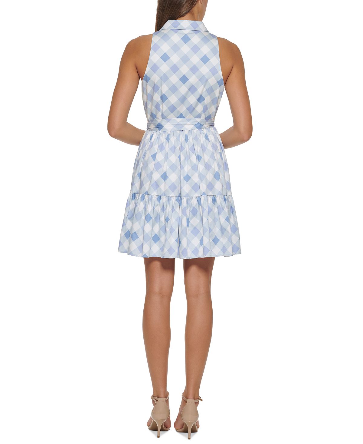 Vestido com cinto estampado xadrez Tommy Hilfiger feminino, azul, tamanho 4